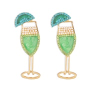 ( green)E occidental style fashion geometry high foot earrings  creative lovely Alloy enamel diamond ear stud