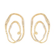 ( Gold)E occidental style fashion geometry Irregular diamond ear stud  retro exaggerating multilayer circle textured ea