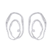 ( White K)E occidental style fashion geometry Irregular diamond ear stud  retro exaggerating multilayer circle textured