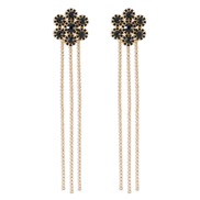 (gold + Black )E occidental style retro exaggerating fully-jewelled snowflake ear stud  temperament elegant flowers tas