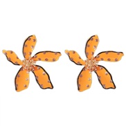 ( Orange) elegant multicolor flowers necklace  retro wind velvet enamel temperament chain