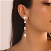 (EZ4897jinse)E occidental style woman tassel long style earrings sector butterfly Pearl fashion chain ear stud woman