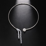 ( Silver)occidental style trend luxurious zircon tassel Collar  summer fully-jewelled clavicle chain woman ollar