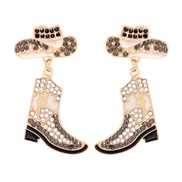 (57319 BK)occidental style Earring exaggerating creative embed Pearl earrings personality temperament High-heeled shoes