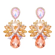 (57323 CE)occidental style fashion geometry Alloy embed colorful diamond retro temperament exaggerating earrings woman 