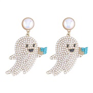 ( white)occidental style personality lovely cartoon Modeling beads embed Alloy earring