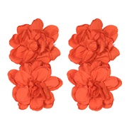 ( red) occidental style personality exaggerating Cloth three-dimensional flowers earrings woman fashion temperament ear