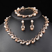 Korean style Pearl necklace earrings set bride all-Purpose fashion small fresh Alloy two