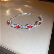 ( Bracelet  Silver)rhombus zircon buckle bracelet Korea big wind samll high woman