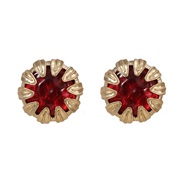 ( red)medium earrings occidental style retro Earring woman samll style Alloy Round flowers ear studearrings