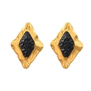 ( Gold)ins wind medium earrings Alloy ear stud woman occidental style retro rhombus Metalearrings