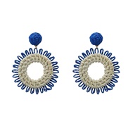 ( blue)summer earrings flowers Earring woman weave Round earring Bohemia