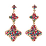 ( Color)fashion colorful diamond earrings occidental style fully-jewelled Earring woman multilayer Word flowers earring