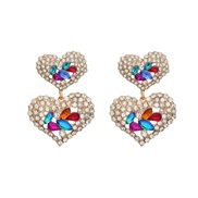 ( Color)fashion colorful diamond earrings occidental style fully-jewelled Earring woman multilayer heart-shaped Alloy e