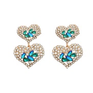 (blue green )fashion colorful diamond earrings occidental style fully-jewelled Earring woman multilayer heart-shaped Al