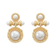 ( white)medium earrings occidental style retro Earring womanins wind Round resin Alloy ear studearrings