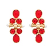 ( red)medium earrings occidental style retro Earring woman geometry resin Alloy ear studearrings