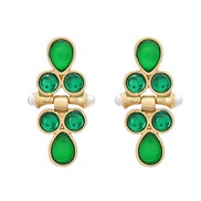 ( green)medium earrings occidental style retro Earring woman geometry resin Alloy ear studearrings