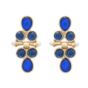 ( blue)medium earrings occidental style retro Earring woman geometry resin Alloy ear studearrings