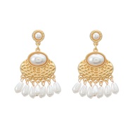 ( white)medium earrings occidental style retro Earring woman Bohemia imitate Pearl tassel earringearrings