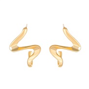 (KCgold   7471) geometry Irregular earrings creative Alloy snake Word ear stud occidental style Earring
