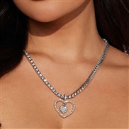 ( Silver)occidental style Double love necklace brief temperament pendant clavicle chain woman ecklace