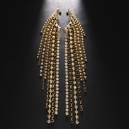 ( Gold)black ear stud high fully-jewelled tassel Ear clip exaggerating Earring woman Earrings
