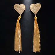 ( Gold) love Ear clip fashion high Metal tassel Earring samllEarrings