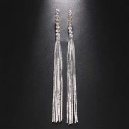 ( Silver) diamond ear stud samll Metal tassel earrings woman high EarringEarrings