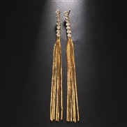( Gold) diamond ear stud samll Metal tassel earrings woman high EarringEarrings