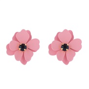( Pink)Korean style sweet flowers diamond earrings woman super temperament Ladies samll Earring