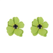 ( green)Korean style sweet flowers diamond earrings woman super temperament Ladies samll Earring