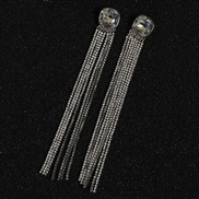 ( Silver)occidental style super claw chain Alloy diamond Rhinestone tassel geometry earrings woman Earring ear stud