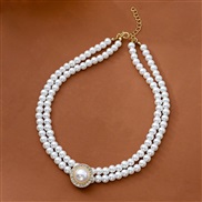 (X1 58) retro Pearl necklace  samll wind geometry Round clavicle chain elegant wind