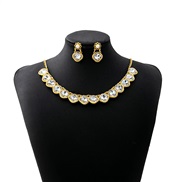 (E3986 1/ white square )occidental style luxurious Oval square set  flowers bride necklace retro earrings woman