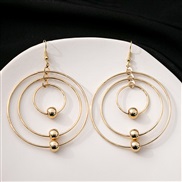 (E5856 2)occidental style retro exaggerating big circle earrings  personality geometry multilayer Round hollow Earring 