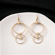 (E5856 3)occidental style retro exaggerating big circle earrings  personality geometry multilayer Round hollow Earring 