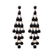 (57397 BK)occidental style exaggerating luxurious diamond tassel ear stud palace earring noble Korea earrings