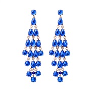 (57397 BU)occidental style exaggerating luxurious diamond tassel ear stud palace earring noble Korea earrings