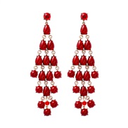 (57397 RD)occidental style exaggerating luxurious diamond tassel ear stud palace earring noble Korea earrings