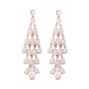 (57397 WH)occidental style exaggerating luxurious diamond tassel ear stud palace earring noble Korea earrings