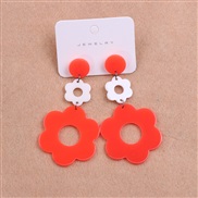 ( orange ) color splice flowers earrings ear stud hollow sweet wind Acrylic earring personality woman
