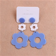 ( light blue  ) color splice flowers earrings ear stud hollow sweet wind Acrylic earring personality woman