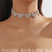 (JXJL21215 peach heart     Gold) trend occidental style exaggerating fully-jewelled Rhinestone Peach heart love crystal