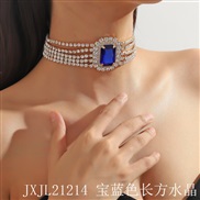 (JXJL21214 sapphire blue  length   crystal ) trend occidental style exaggerating multilayer diamond color Peach heart l