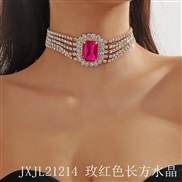 (JXJL21214 rose Red length   crystal ) trend occidental style exaggerating multilayer diamond color Peach heart love cr