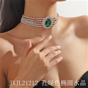 (JXJL21212   green  Ellipse crystal) trend occidental style exaggerating multilayer diamond color Peach heart love crys