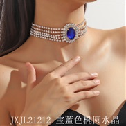 (JXJL21212  sapphire blue   Ellipse crystal) trend occidental style exaggerating multilayer diamond color Peach heart l