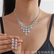 (JXTL 21123 necklace+)  occidental style fashion claw chain Rhinestone necklace earrings set  all-Purpose clavicle chain