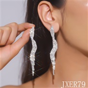 (JXER79  silvery White Diamond )occidental style exaggerating long earrings Korean style temperament fully-jewelled ear